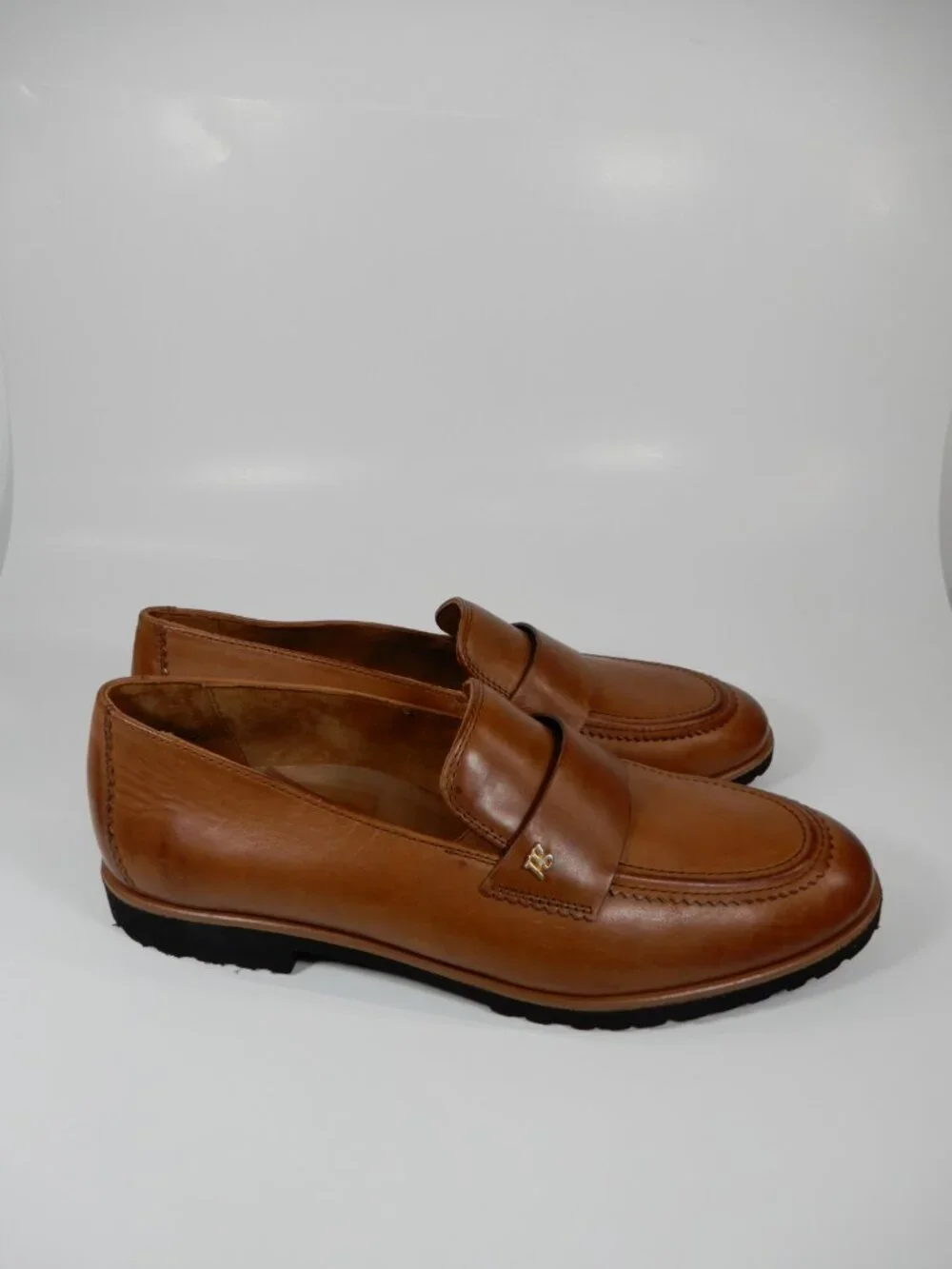 Paul Green Wheaton Flat Loafers Shoes Size 8 Cognac Brown Leather NEW